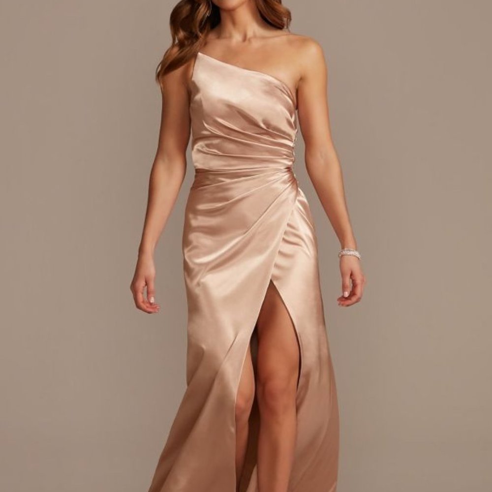 David's Bridal Bridesmaid Dress | STYLE# GS290018 Sand